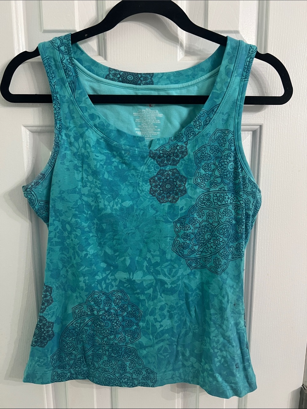 Danskin Turquoise Floral Medallion Tank Top